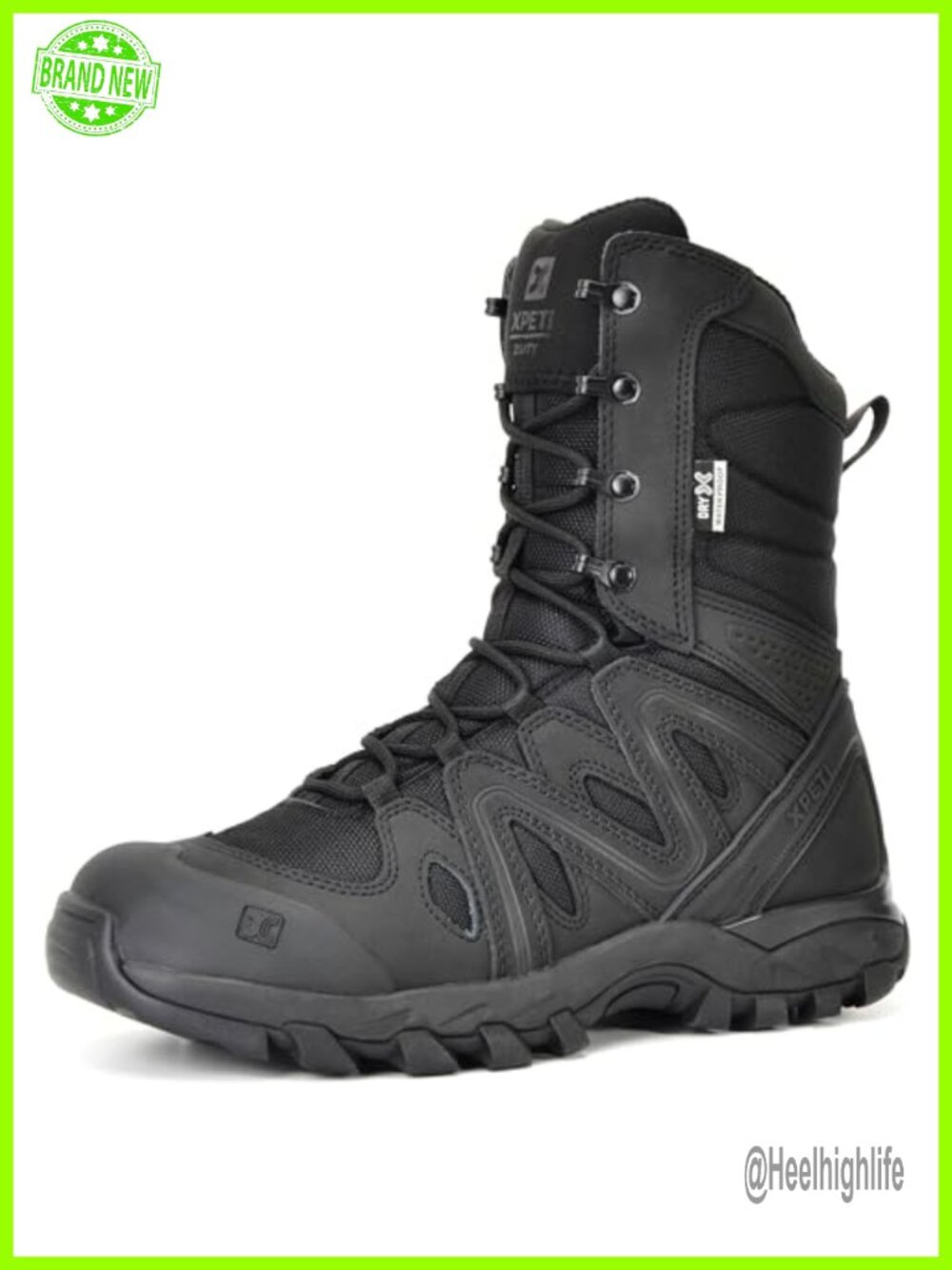 Waterproof Tactical Combat Boots Leather Fabric 8in Military Hiking